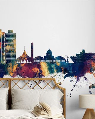 Abuja Nigeria Skyline Blue & Bronze Wallpaper