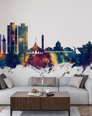 Abuja Nigeria Skyline Blue & Bronze Wallpaper