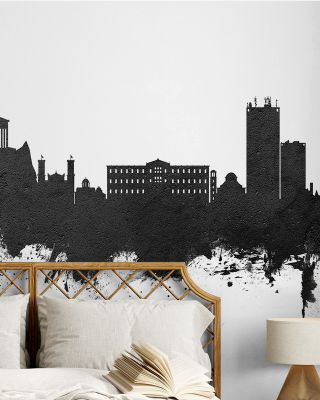 Athens Greece Skyline Black & White Wallpaper