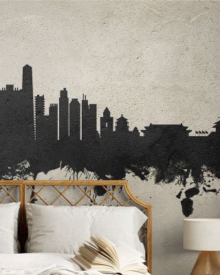 Beijing Skyline Concrete Wallpaper