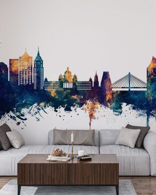 Bengaluru India Skyline Blue & Bronze Wallpaper