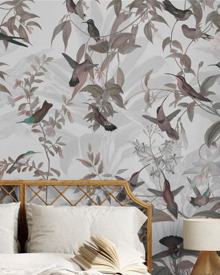 Birds Everywhere Red Wallpaper