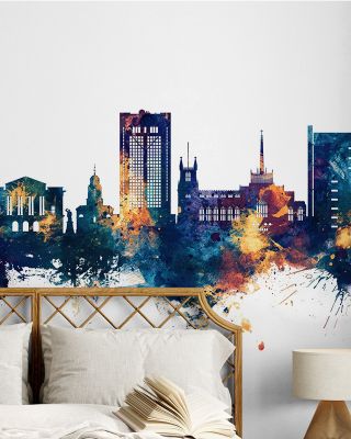 Blackburn England Skyline Blue & Bronze Wallpaper