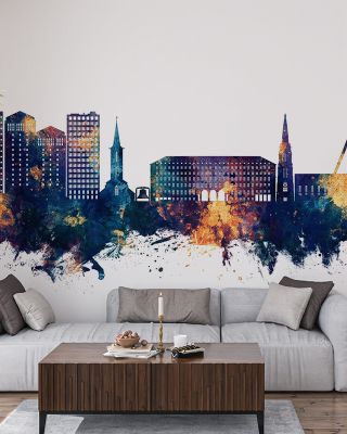 Bochum Germany Skyline Blue & Bronze Wallpaper