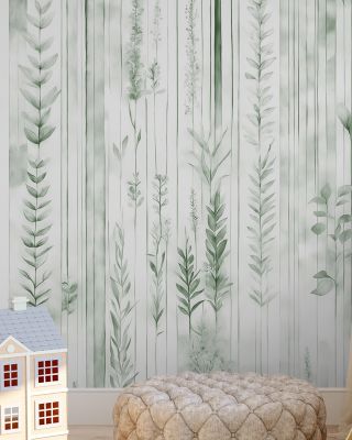 Botanical Wall Green Wallpaper