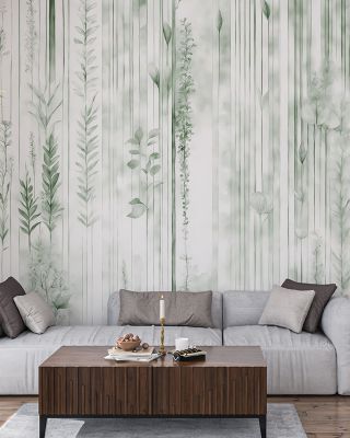 Botanical Wall Green Wallpaper