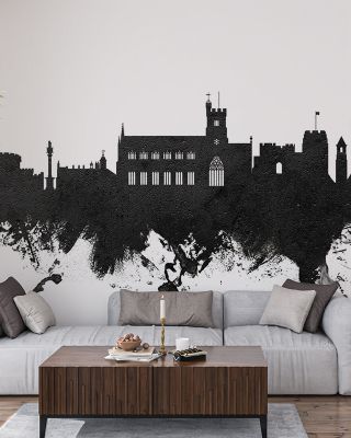 Carlisle England Skyline Black & White Wallpaper