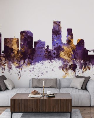 Corpus Christi Texas Skyline Purple & Gold Wallpaper