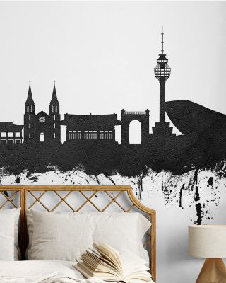 Daegu South Korea Skyline Black & White Wallpaper