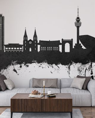 Daegu South Korea Skyline Black & White Wallpaper