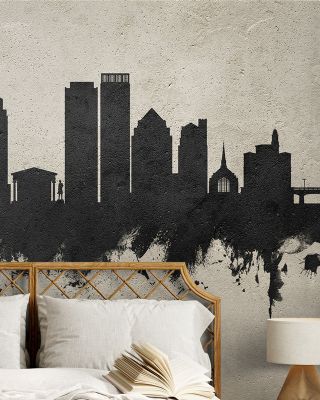 Dayton Ohio Skyline Concrete Wallpaper