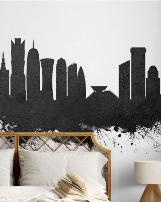 Doha Qatar Skyline Black & White Wallpaper