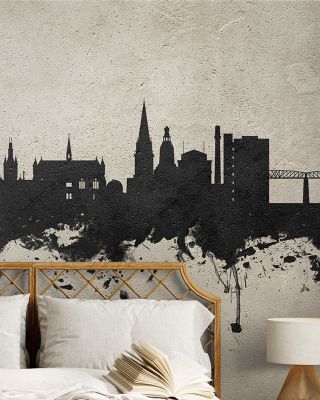 Dundee Scotland Skyline Concrete Wallpaper for Contemporary Decor