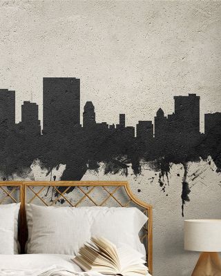 El Paso Texas Skyline Concrete Wallpaper for Modern Urban Decor