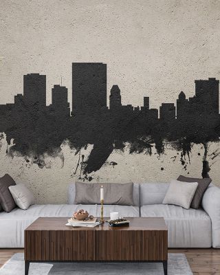 El Paso Texas Skyline Concrete Wallpaper for Modern Urban Decor
