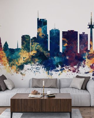 Essen Germany Skyline Blue & Bronze Wallpaper