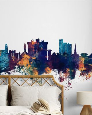 Fayetteville Arkansas Skyline Blue & Bronze Wallpaper