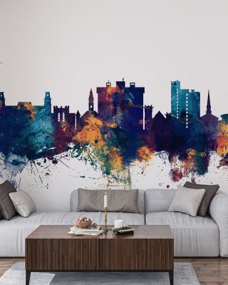 Fayetteville Arkansas Skyline Blue & Bronze Wallpaper