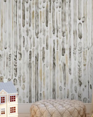 Feather Wall Smoke Wallpaper for Elegant Spaces