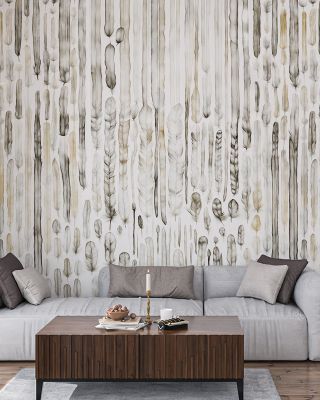 Feather Wall Smoke Wallpaper for Elegant Spaces