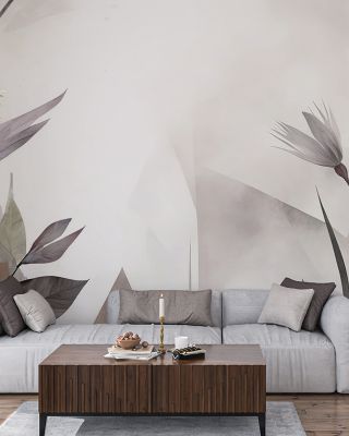 Floral Watercolor Abstract Gray Wallpaper for Subtle Elegance