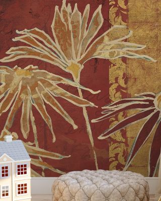 Flowers on Spice Wallpaper for Warm and Inviting Spaces