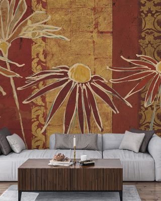 Flowers on Spice Wallpaper for Warm and Inviting Spaces