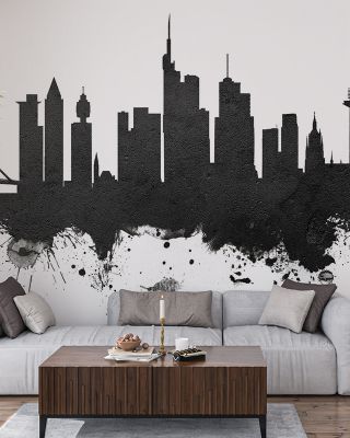 Frankfurt Skyline Black & White Wallpaper