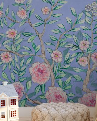 French Garden Blue Wallpaper for Classic Decor
