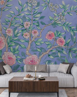 French Garden Blue Wallpaper for Classic Decor