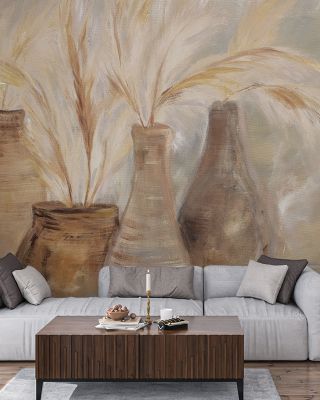 Grass Vases Wallpaper for Natural Decor