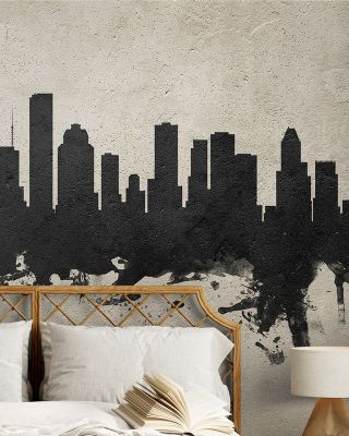 Houston Skyline Concrete Wallpaper