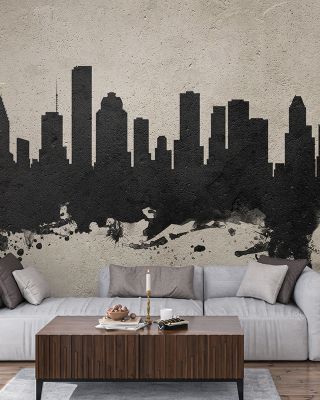 Houston Skyline Concrete Wallpaper