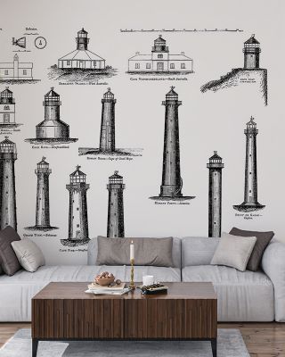 Illustration Of Lighthouses Wallpaper for Nautical Decor