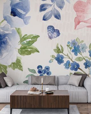 Indigo Petals Wallpaper for Elegant Spaces