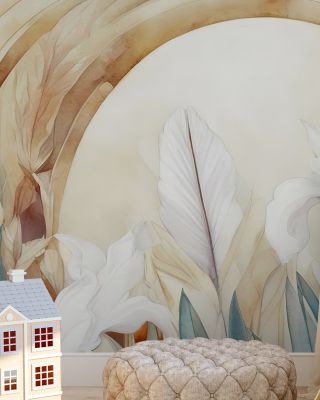 Irises at Sunrise Yellow Wallpaper
