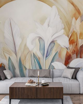 Irises at Sunrise Yellow Wallpaper