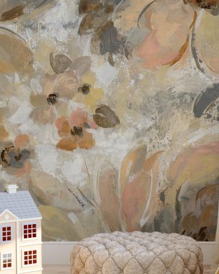 Ivory Floral Wallpaper for Elegant Spaces