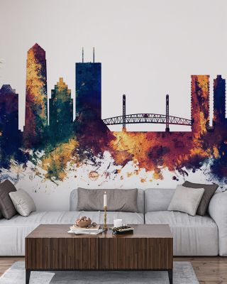 Jacksonville Florida Skyline Blue & Bronze Wallpaper