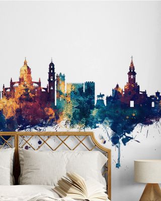 Jerez Spain Skyline Blue & Bronze Wallpaper