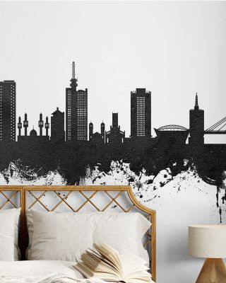 Lagos Nigeria Skyline Black & White Wallpaper