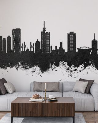 Lagos Nigeria Skyline Black & White Wallpaper