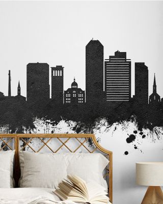 Lexington Kentucky Skyline Black & White Wallpaper