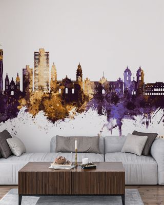 Lima Peru Skyline Purple & Gold Wallpaper