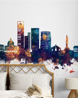 Luanda Skyline Blue & Bronze Wallpaper