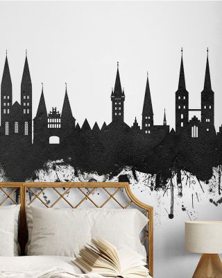 Lubeck Germany Skyline Black & White Wallpaper