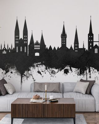 Lubeck Germany Skyline Black & White Wallpaper