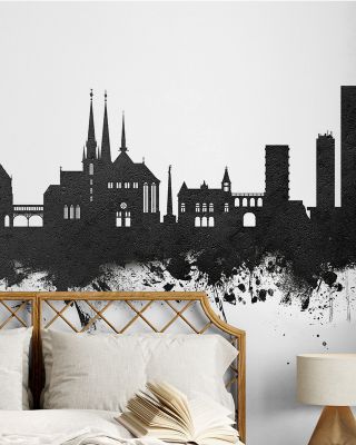 Luxembourg City Skyline Black & White Wallpaper
