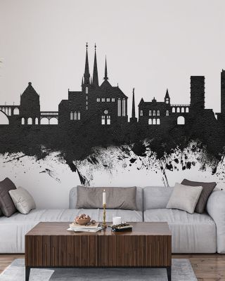 Luxembourg City Skyline Black & White Wallpaper