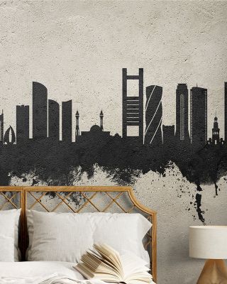 Manama Skyline Concrete Wallpaper